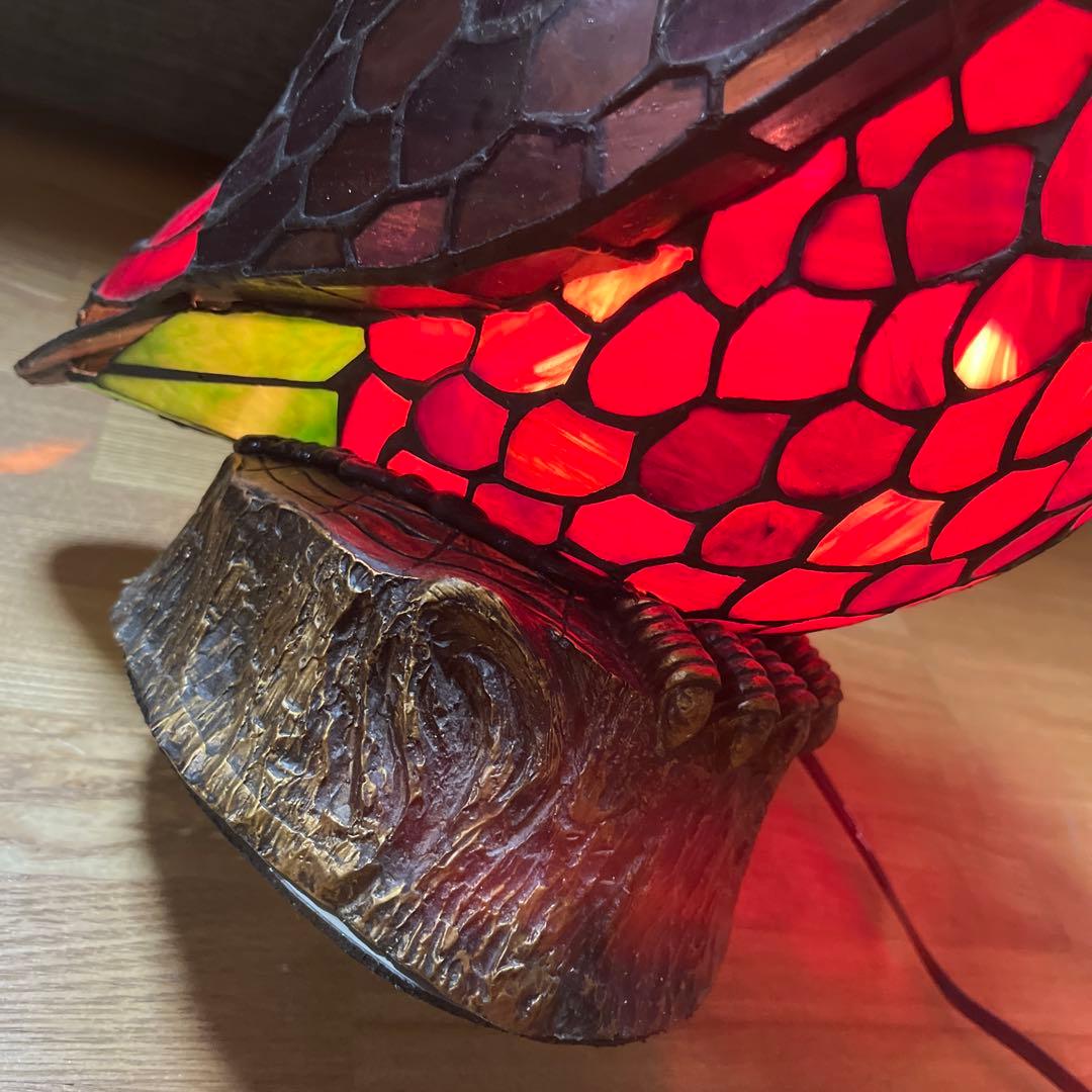 K29 ふくろう ステンドグラス 室内照明ランプ　アンティーク