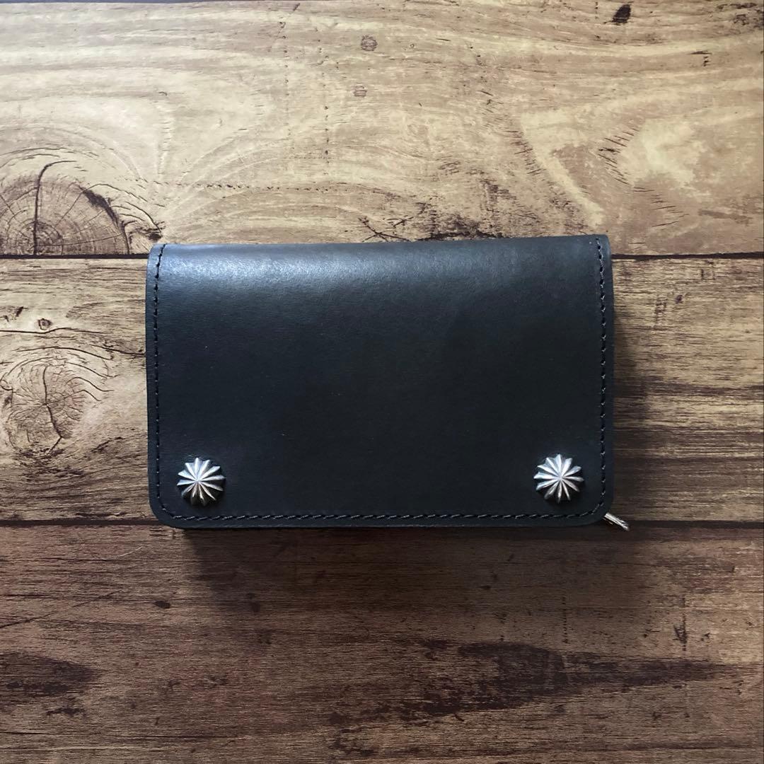 【にゃる柚鈴様ご確認用】ミドルトラッカーウォレットブラック【お札を折らずに収納】