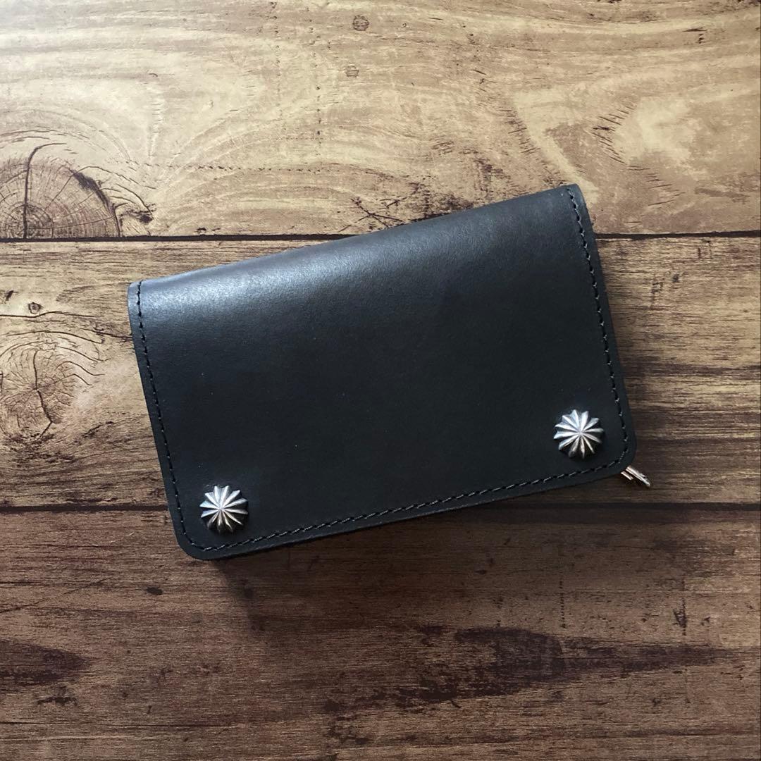 【にゃる柚鈴様ご確認用】ミドルトラッカーウォレットブラック【お札を折らずに収納】