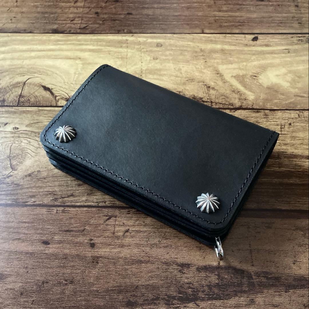 【にゃる柚鈴様ご確認用】ミドルトラッカーウォレットブラック【お札を折らずに収納】