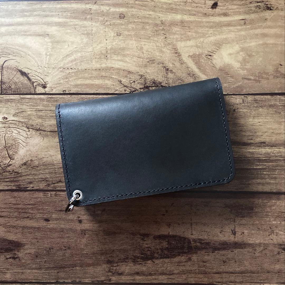 【にゃる柚鈴様ご確認用】ミドルトラッカーウォレットブラック【お札を折らずに収納】