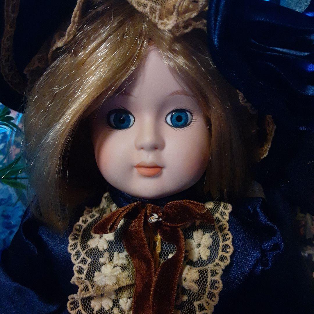 45cm青い目.長い髪のフランス人形.ビスクドール.アンティーク？ - メルカリ