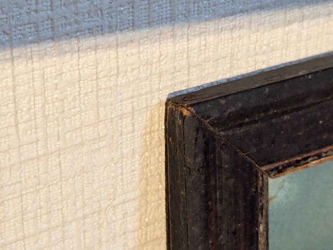 真作】絵画 ガラス絵 風景画 懐かしい日本の原風景 静寂な海と松林 U36