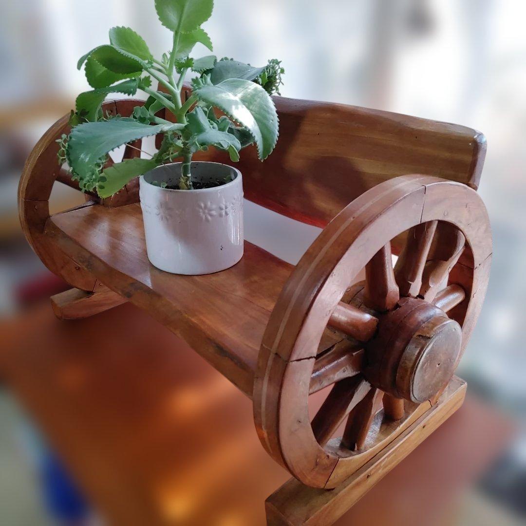 木彫り/手彫り/手作り/木製車輪ラック