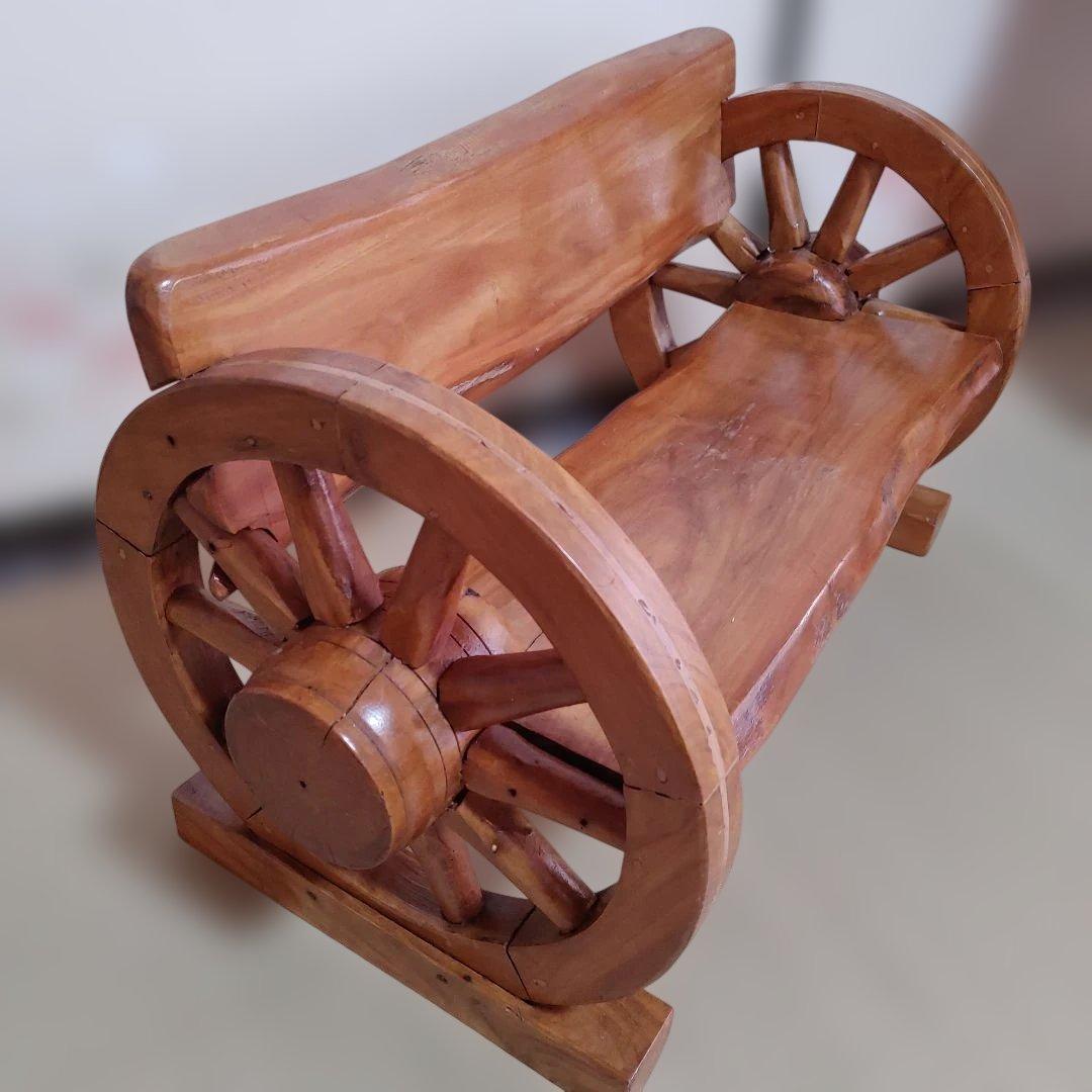 木彫り/手彫り/手作り/木製車輪ラック