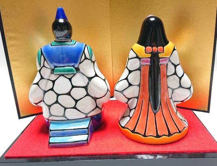 九谷焼 立ち雛 色モザイク 花 糠川友之 4.5号