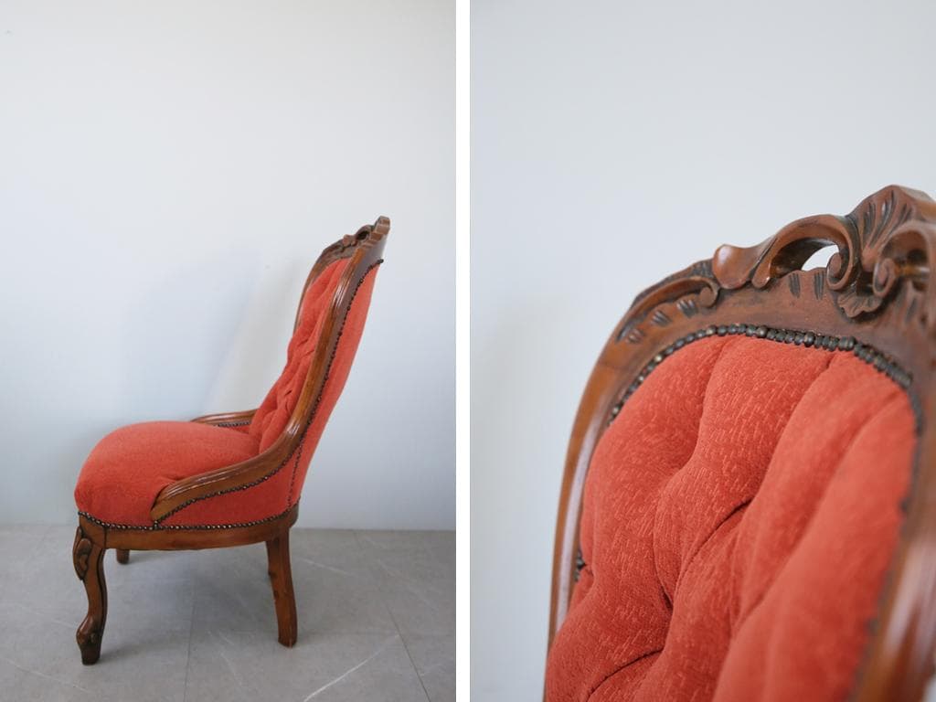 英国アンティーク猫脚ナーシングチェア/木製椅子イス/腰掛け椅子ソファ(88-30