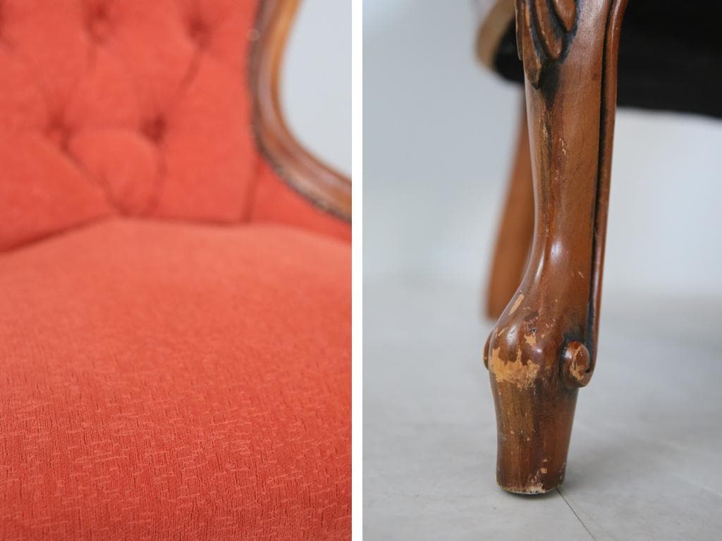 英国アンティーク猫脚ナーシングチェア/木製椅子イス/腰掛け椅子ソファ(88-30