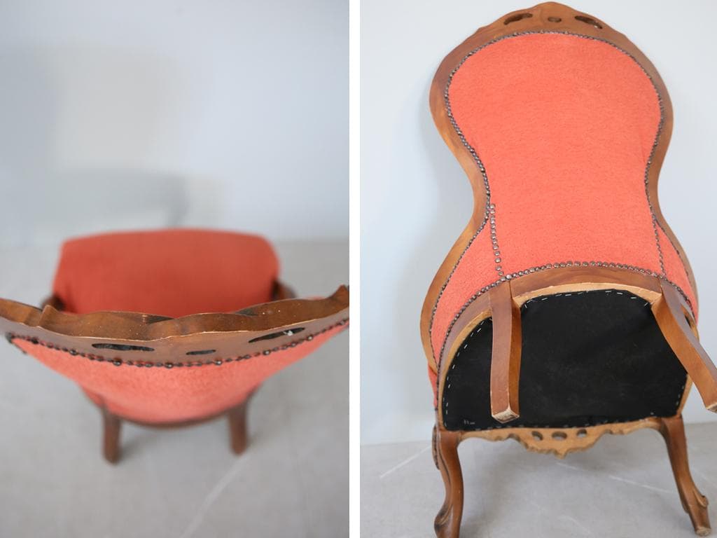 英国アンティーク猫脚ナーシングチェア/木製椅子イス/腰掛け椅子ソファ(88-30