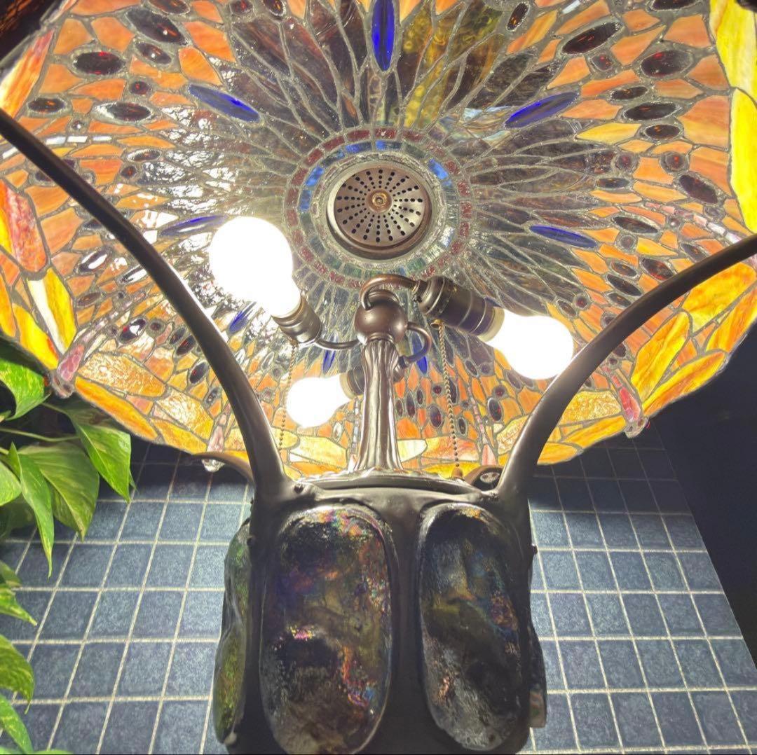 特大68cm】最高級ステンドグラスランプ ティファニー調トンボ フロア