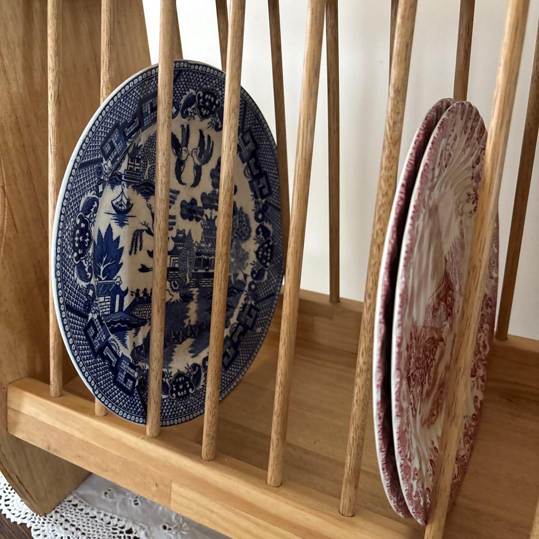 限定お値下げ　アンティーク風　ハンドメイド　パイン材のディッシュラック
