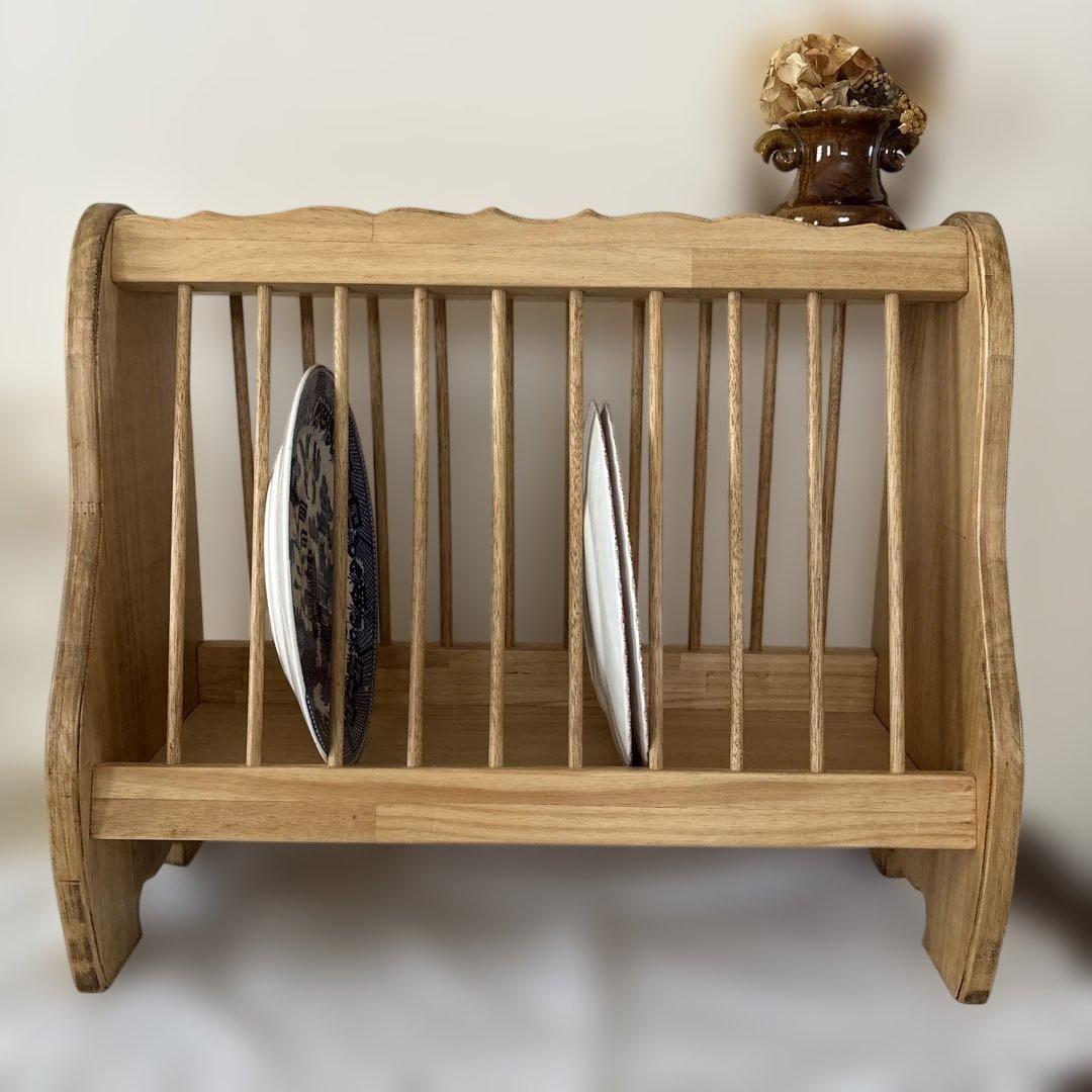 限定お値下げ　アンティーク風　ハンドメイド　パイン材のディッシュラック