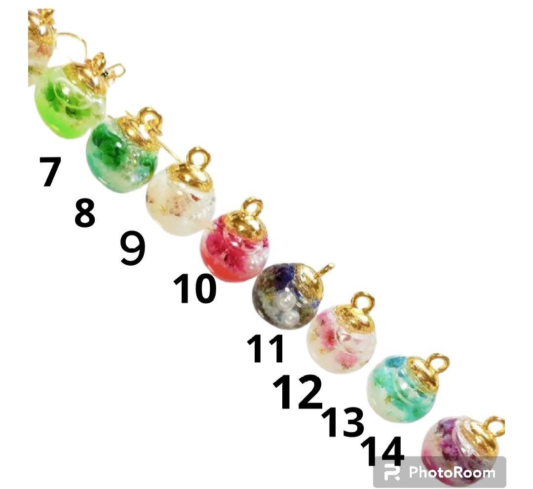 ピアス　ハーバリウム　赤　ピンク　オレンジ　黄色　ビジュー　推し活　バレンタイン