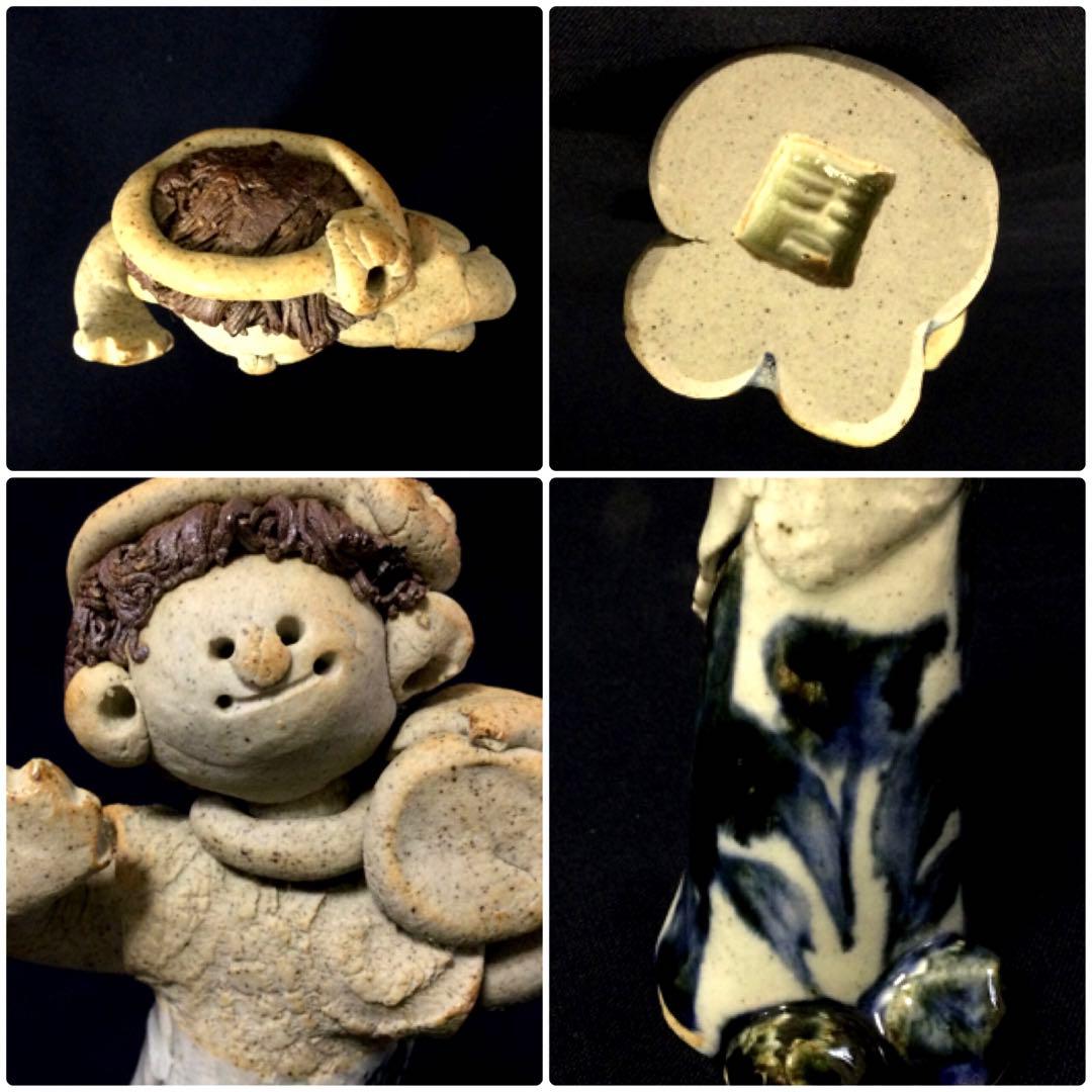 砥部焼 青芳人形 3体セット 楽器 陶器人形 森元青芳作 置物 T364