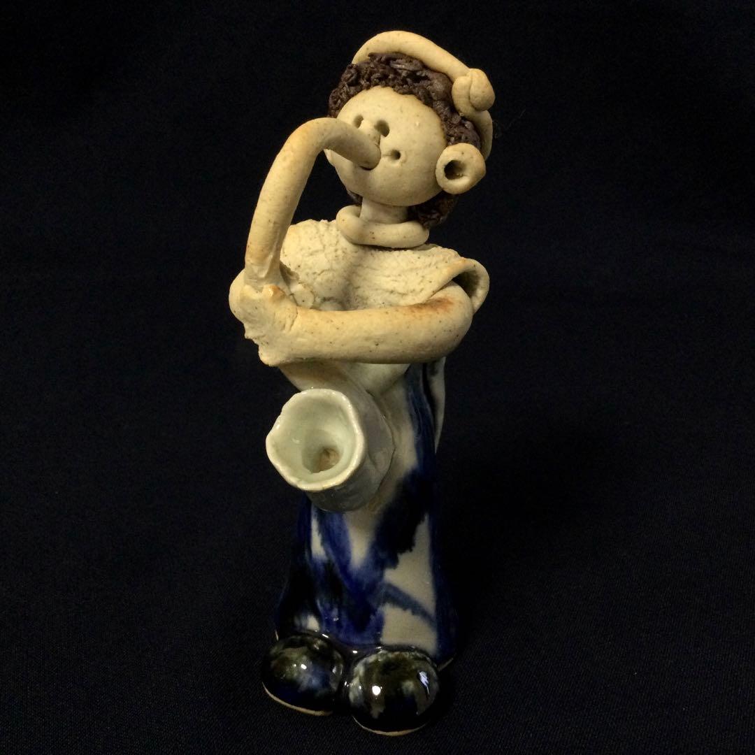 砥部焼 青芳人形 3体セット 楽器 陶器人形 森元青芳作 置物 T364