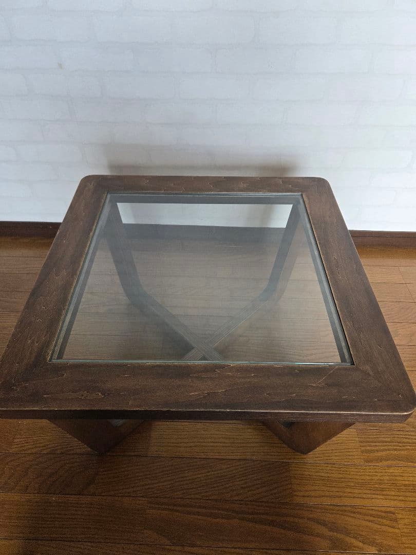 木製家具、ガラストップセンターテーブル、ローテーブル、