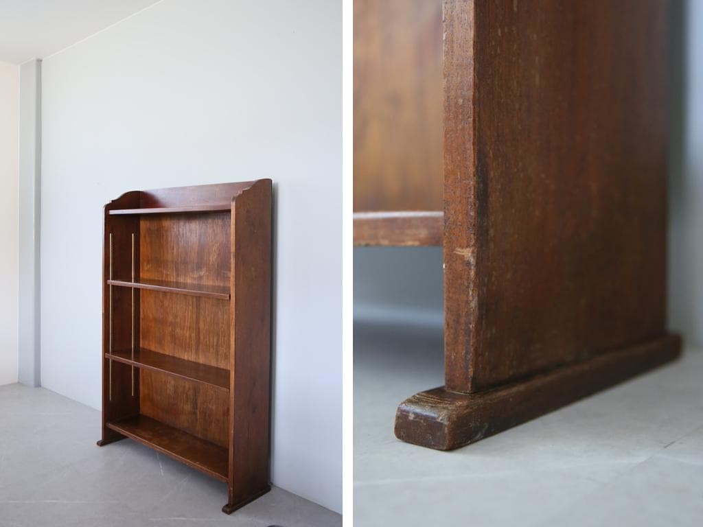 英国アンティーク木製ブックシェルフ/本棚/食器棚/飾り棚/収納ラック89-121