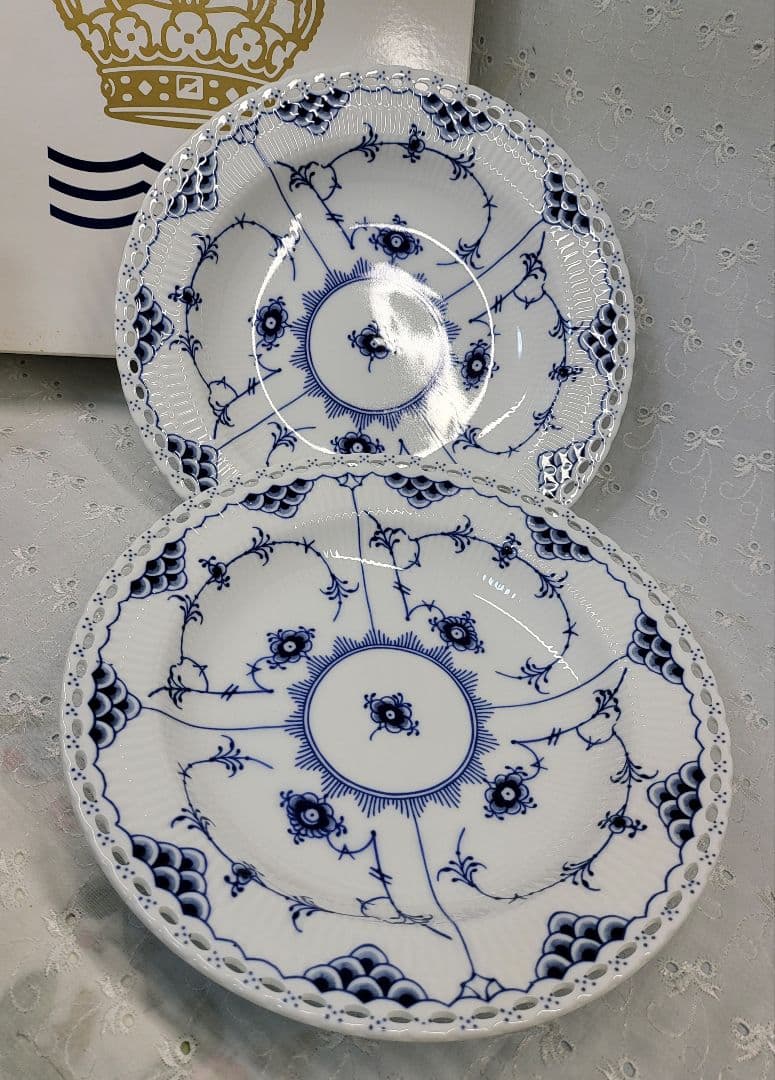 2枚✨ロイヤルコペンハーゲン ブルーフルーテッド フルレース プレート 深皿
