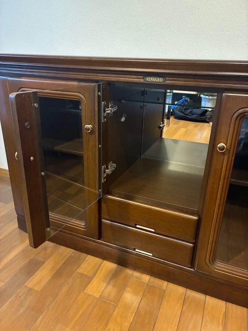 木製キャビネット ガラス扉付 アンティークオールド