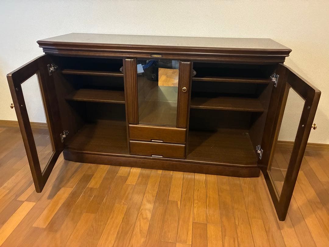 木製キャビネット ガラス扉付 アンティークオールド