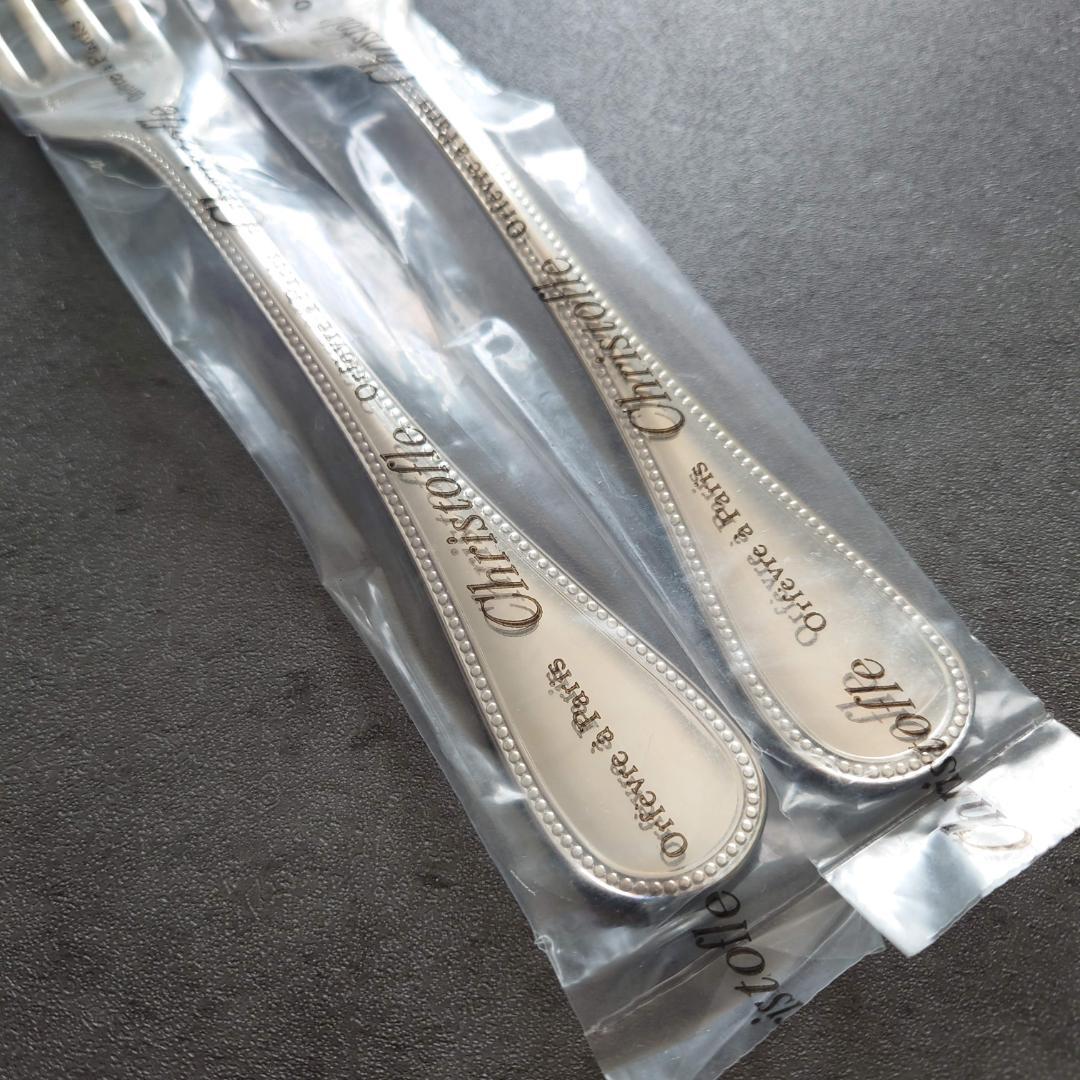 クリストフル パール 未開封 テーブルフォーク 2点