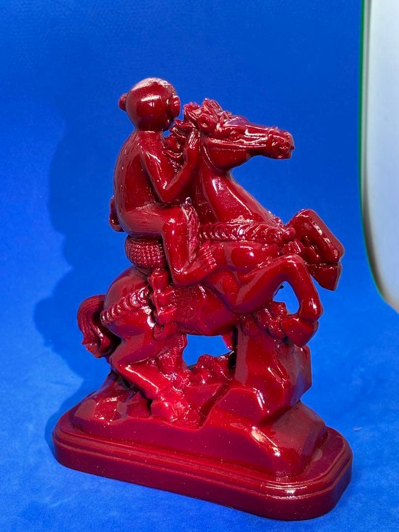 極美品 紫金砂・辰砂「馬上封侯」精雕置物 約14×10×5cm 490g5858