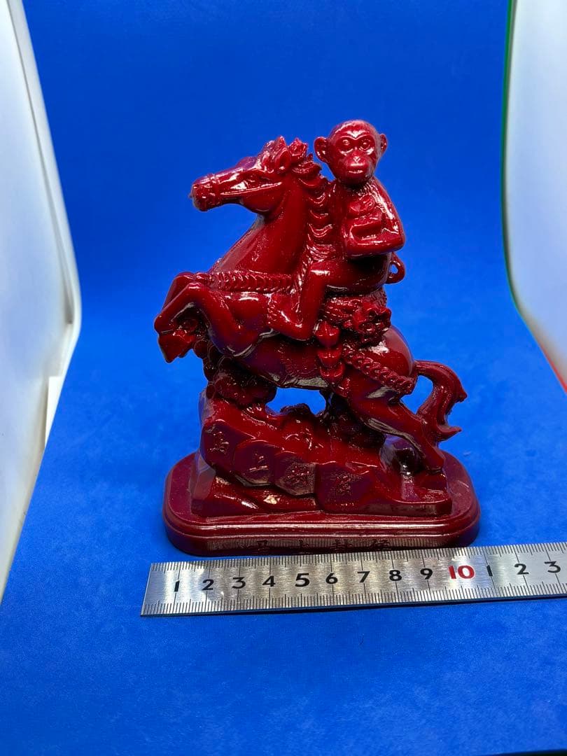 極美品 紫金砂・辰砂「馬上封侯」精雕置物 約14×10×5cm 490g5858