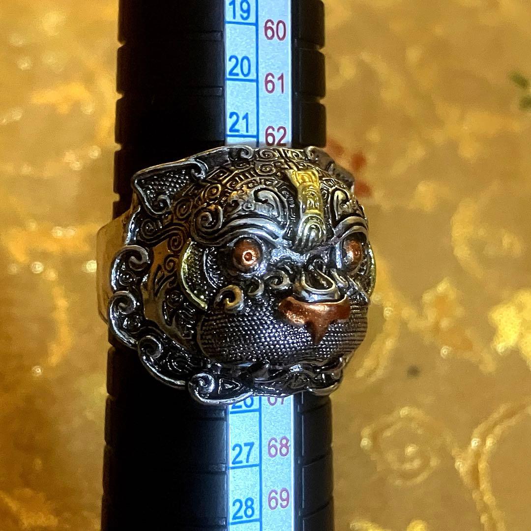 《超特級呪物》厄除け、魔除けに超効果のある神獣獅子頭の指輪　縁起物　曰く付き　福