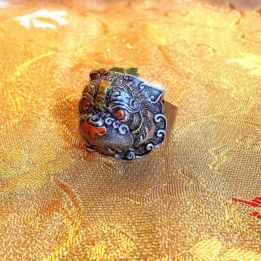 《超特級呪物》厄除け、魔除けに超効果のある神獣獅子頭の指輪　縁起物　曰く付き　福