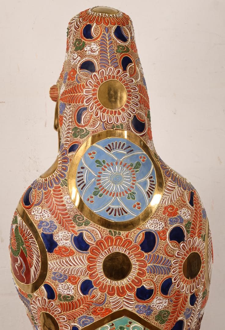 R様専用 九谷焼 八幡窯 特大 色絵金彩観音菩薩像 置物 高90㎝