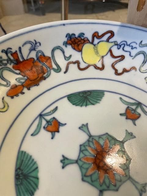 大清窯 多色絵皿 木箱付き