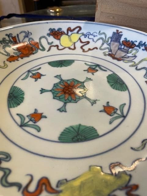大清窯 多色絵皿 木箱付き