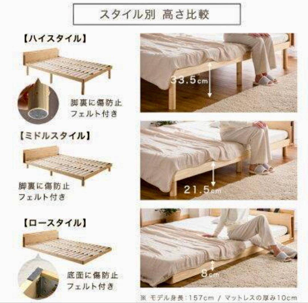 【現地引取OK】天然木パイン材 すのこベッド ダブル(ホワイト)