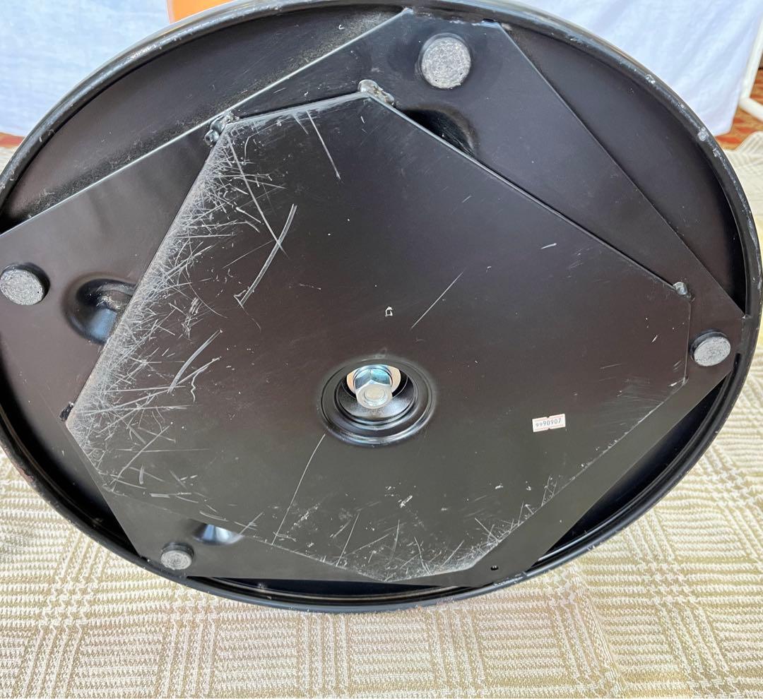 【中古品】アイアンフレーム 木製天板 ラウンドテーブル カウンターテーブル 鉄脚