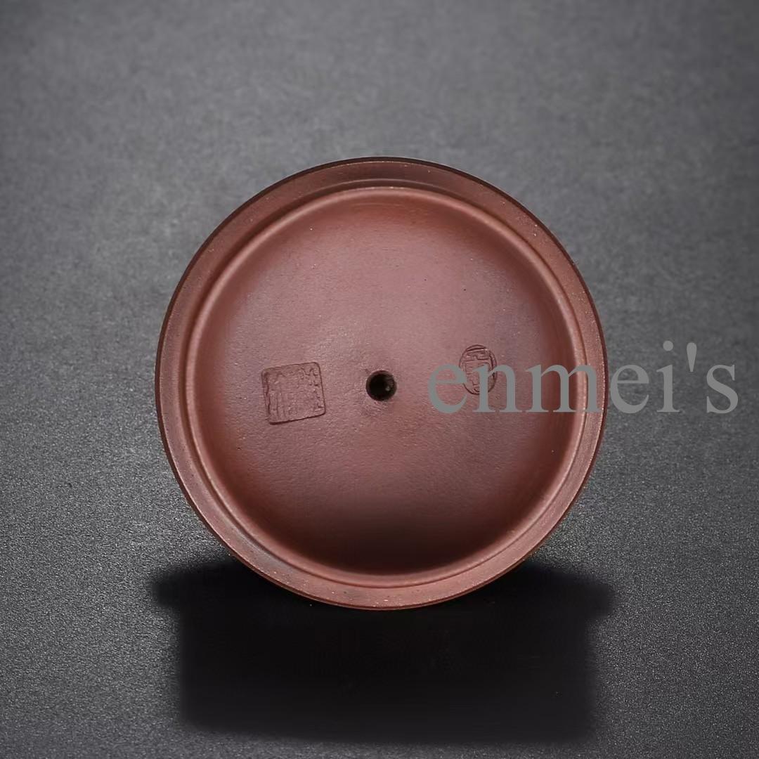 中国古美術・熊猫彫刻入り陶急須・周桂珍款「熊猫」・竹模様×紫泥