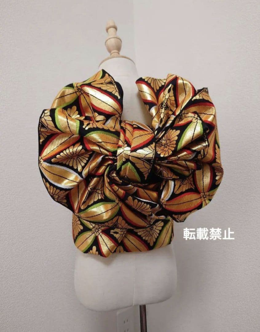 七五三　ハーフ成人式　ジュニア帯　袋帯からの作り帯　1点物　七宝　黒金