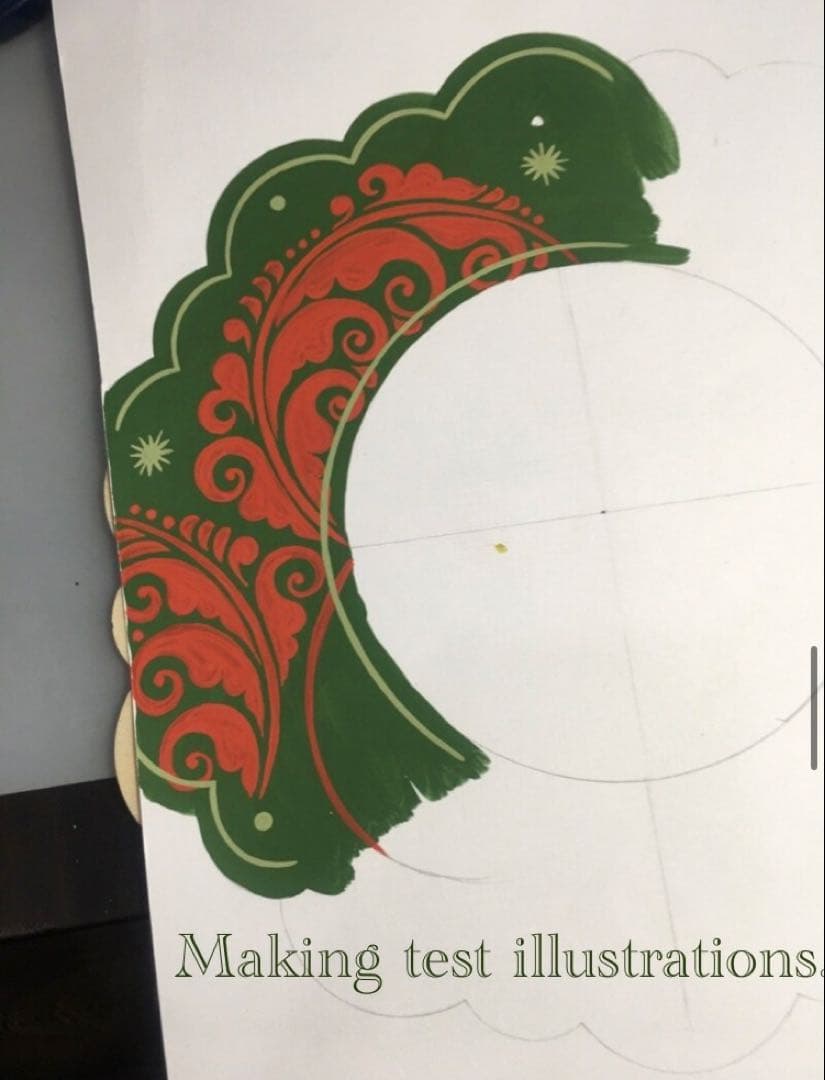 ロシア雑貨☆木製クリスマスリースE★グリーン壁掛け飾り マトリョーシカ オリガ作