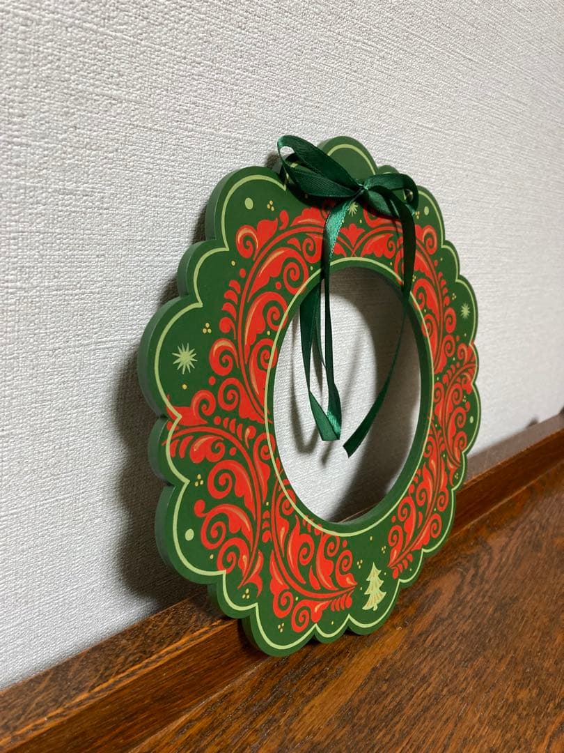 ロシア雑貨☆木製クリスマスリースE★グリーン壁掛け飾り マトリョーシカ オリガ作