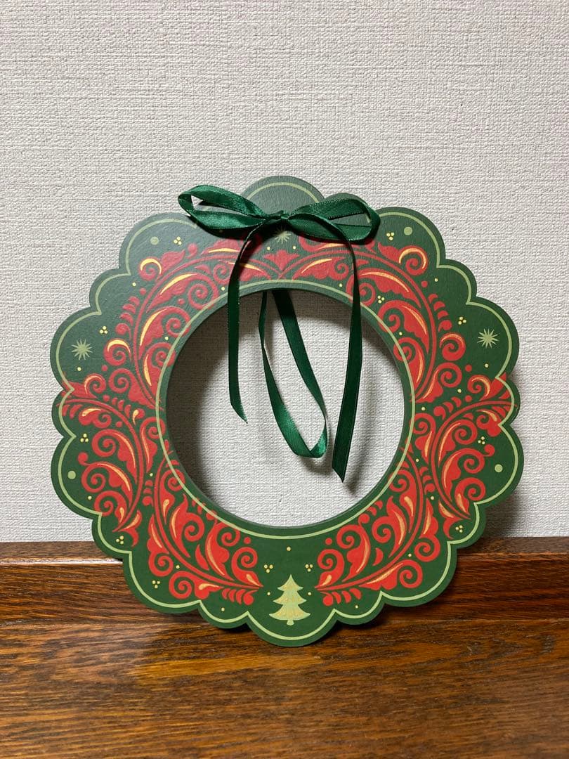 ロシア雑貨☆木製クリスマスリースE★グリーン壁掛け飾り マトリョーシカ オリガ作