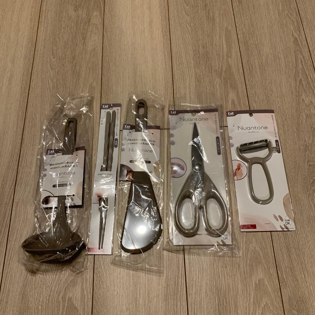 貝印 Nuantone シリーズ 10点 ベージュ フライパン シリコーン