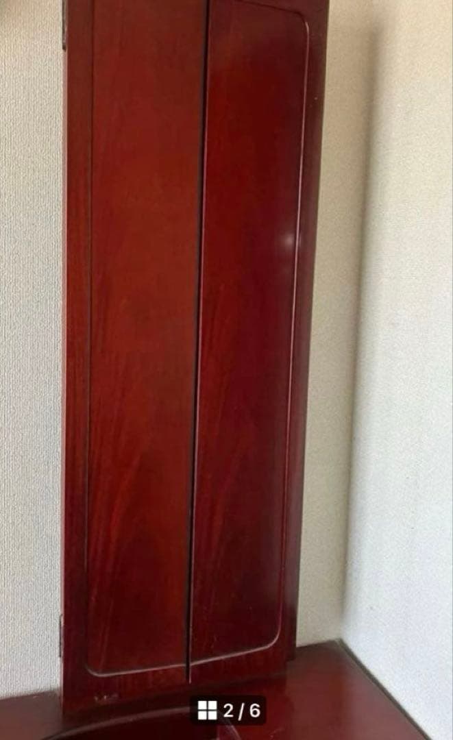 レトロ　昭和ヴィンテージ　鏡台　ワインレッド　赤