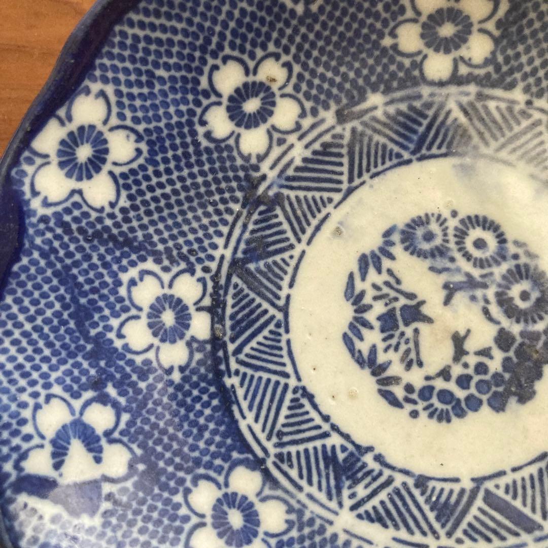 梅印判膾皿　中皿　小皿　雅姫や微塵唐草、染付、統制陶器や白山陶器、キナリノ好きに