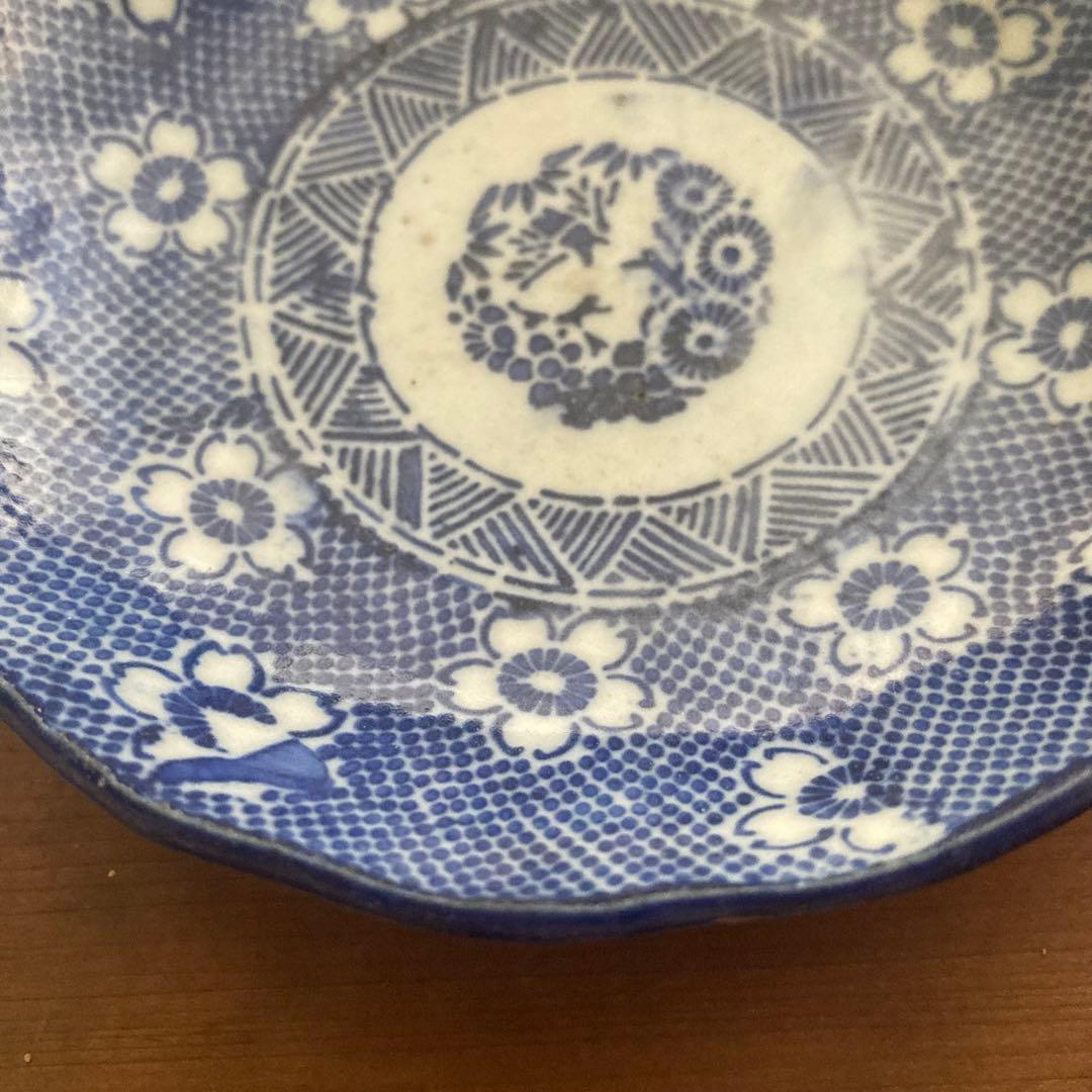梅印判膾皿　中皿　小皿　雅姫や微塵唐草、染付、統制陶器や白山陶器、キナリノ好きに