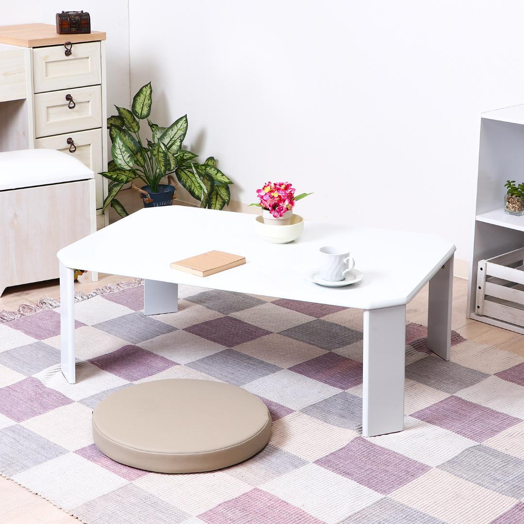 鏡面ローテーブル W90 ホワイト