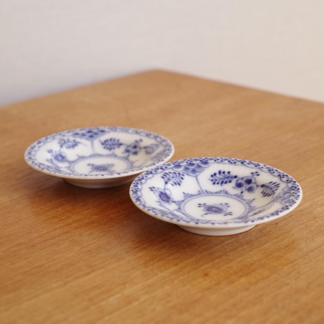2枚 豆皿 フルーテッド ハーフレース プレート 小皿 ロイヤル