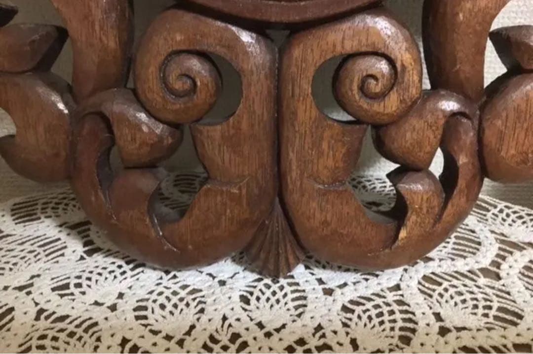 昭和レトロ・壁掛けミラー・鏡・手彫り彫刻・インテリア雑貨・アンティーク・古道具