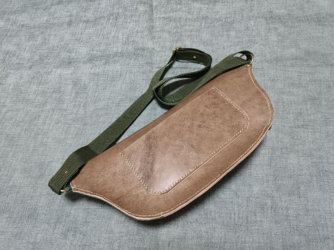 ショルダーバッグ ヌメ革×イタリアンレザー 新品　ハンドメイドレザークラフト