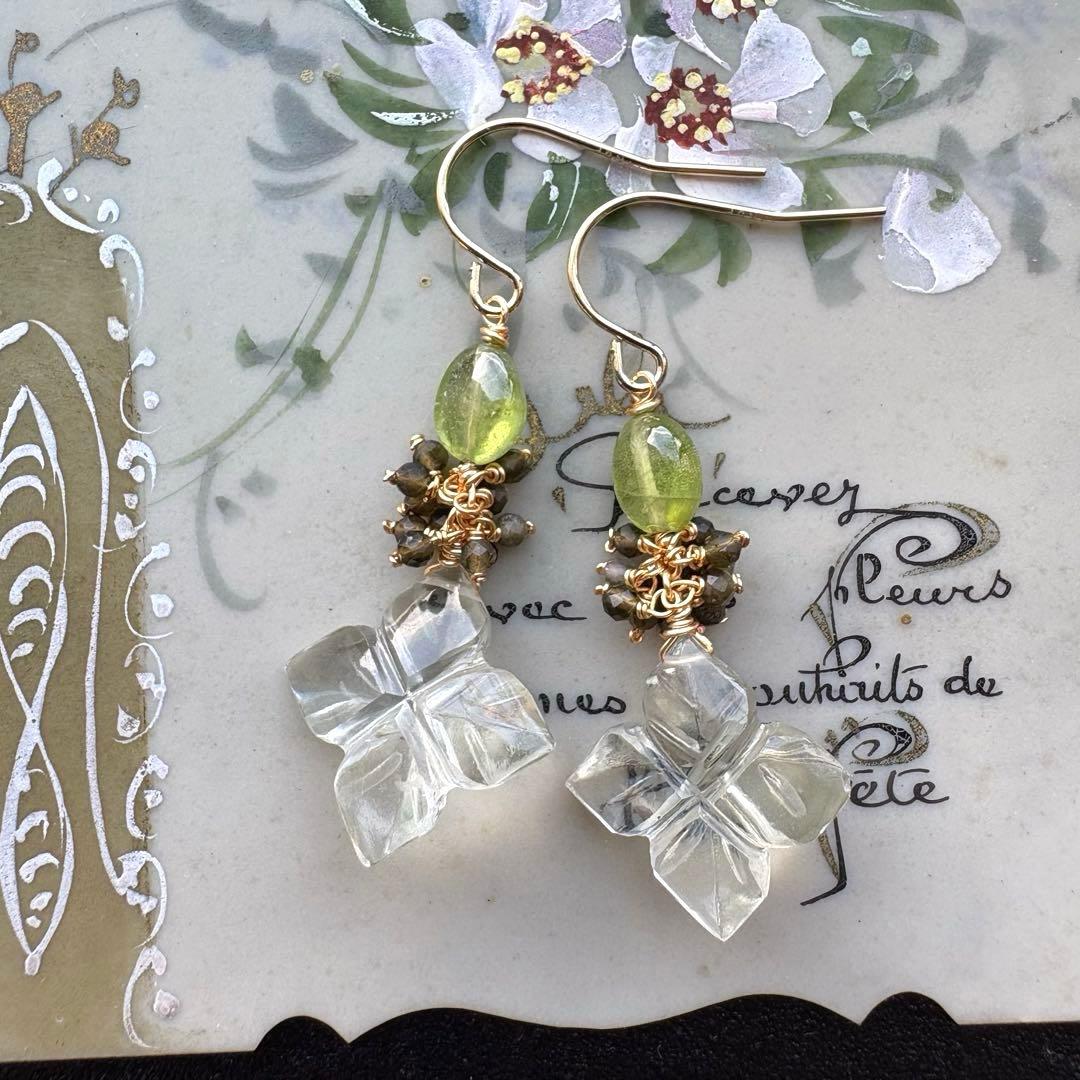 《1点限定》グリーンアメジスト&ペリドット＊ピアスorイヤリング