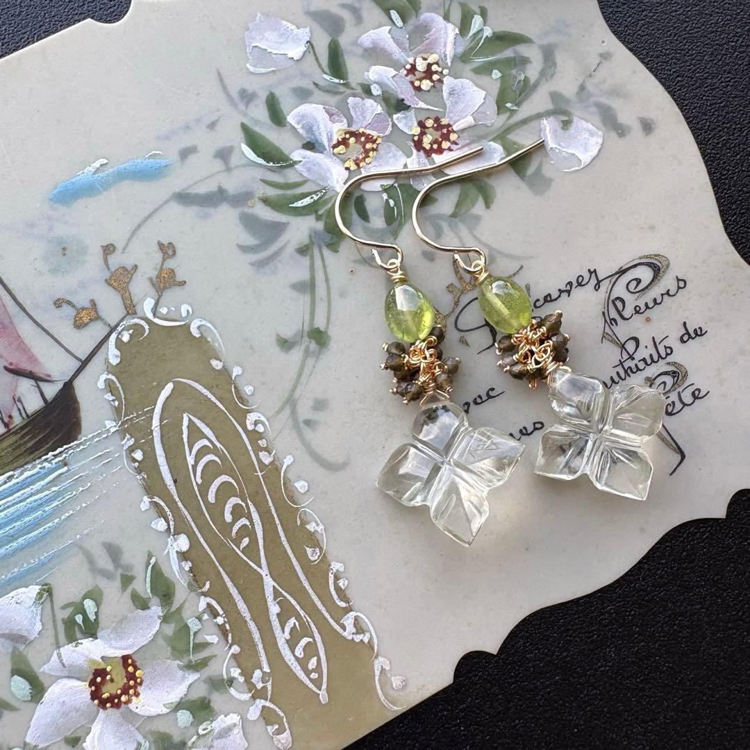 《1点限定》グリーンアメジスト&ペリドット＊ピアスorイヤリング