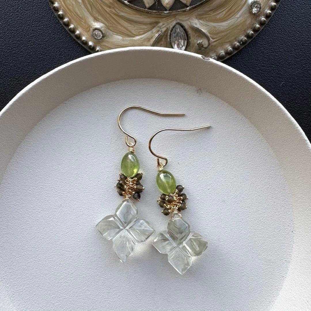 《1点限定》グリーンアメジスト&ペリドット＊ピアスorイヤリング